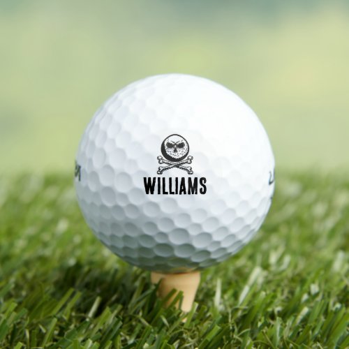 Skull Golf Ball And Crossbones Personalized Name