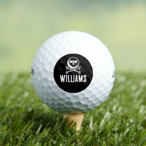 Skull Golf Ball And Crossbones Personalized Name