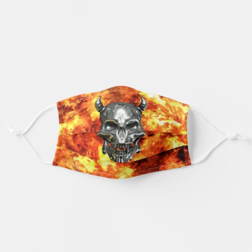 Skull Goth Metal Demon Flames Fire Adult Cloth Face Mask