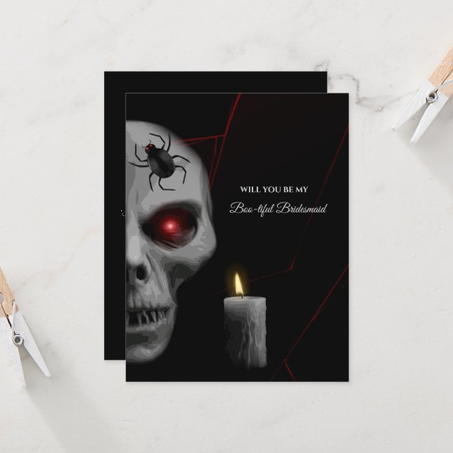 Skull Gothic Bridesmaid or Groomsmen Proposal card (Front/Back In Situ)