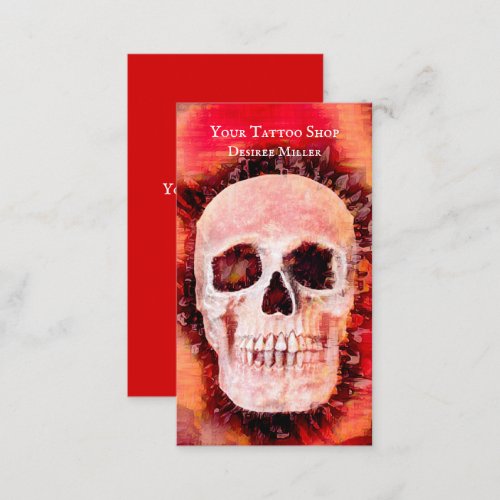 Skull Gothic Colorful Red Creative Tattoo Shop Business Card