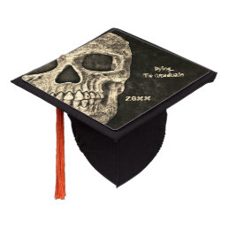 Skull Gothic Cool Old Black Beige Grunge Graduation Cap Topper