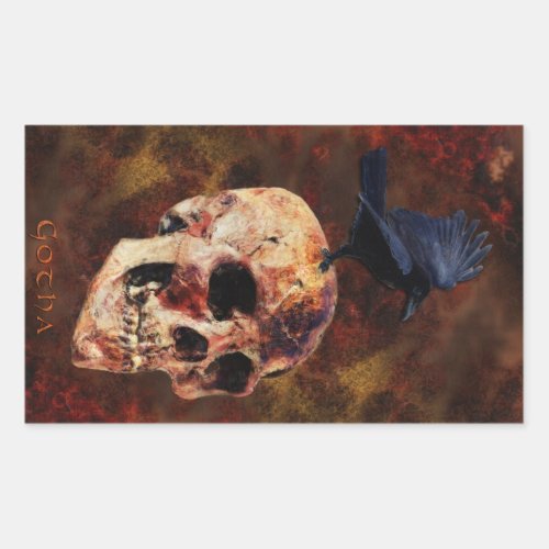Skull  Gothic Crow Fantasy Art Stickers