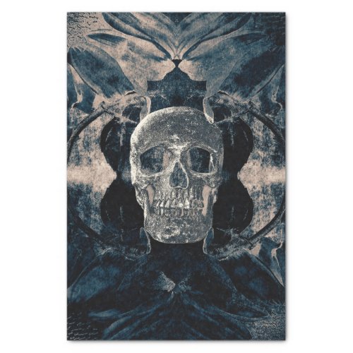 Skull Gothic Floral Cyanotype Vintage Grunge Tissue Paper
