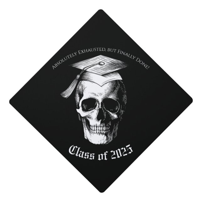 Skull Gothic Graduation Party Radiology Graduation Cap Topper (Front)