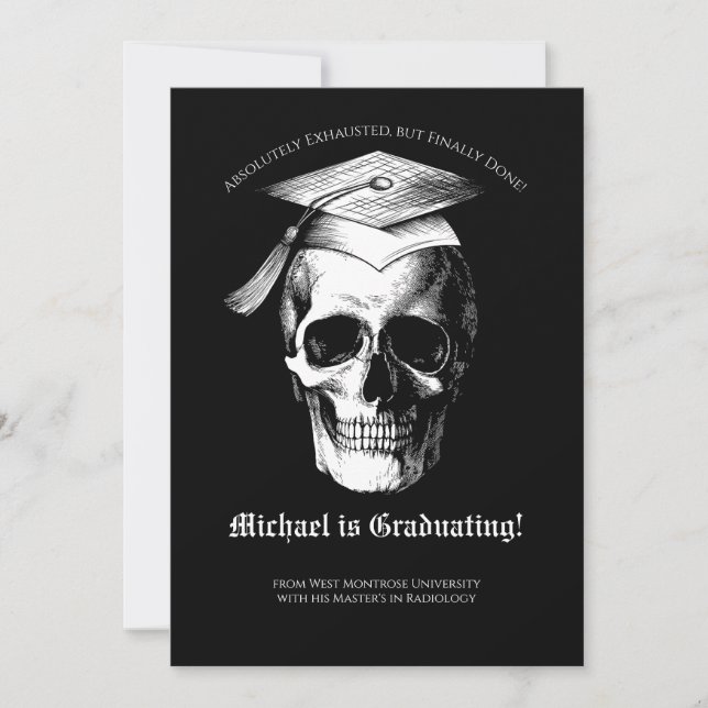 Skull Gothic Graduation Party Radiology Invitation (Front)