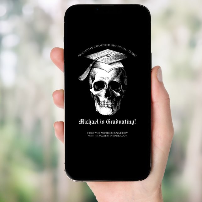 Skull Gothic Graduation Party Radiology Invitation (Front Digital)
