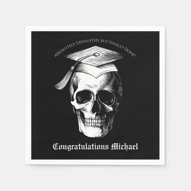 Skull Gothic Graduation Party Radiology Napkins (Front)