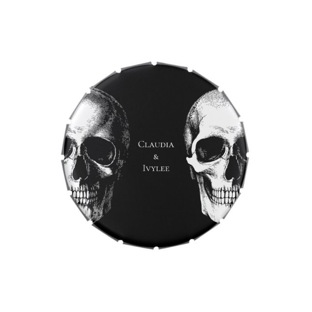 Skull Gothic Halloween Wedding Candy Tin Favors (Top)