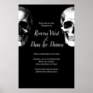 Skull Gothic Halloween Wedding Ceremony Sign