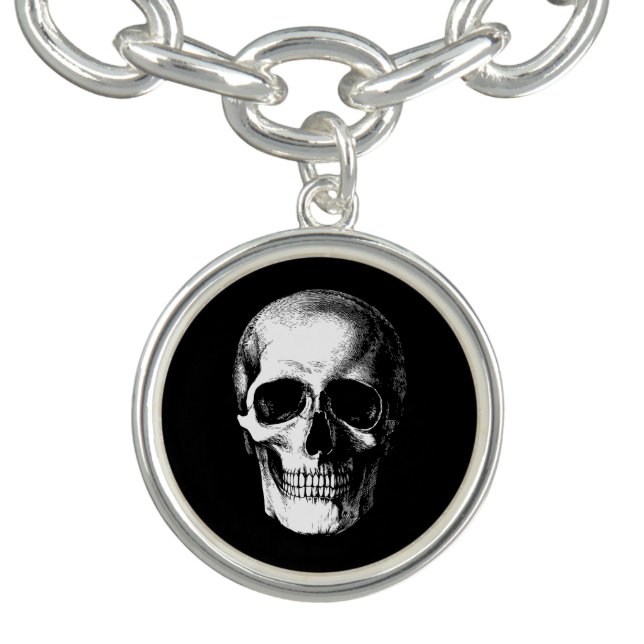 Skull Gothic Halloween Wedding Charm Bracelet (Design)