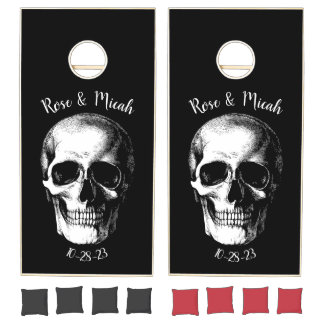 Skull Gothic Halloween Wedding Cornhole Set