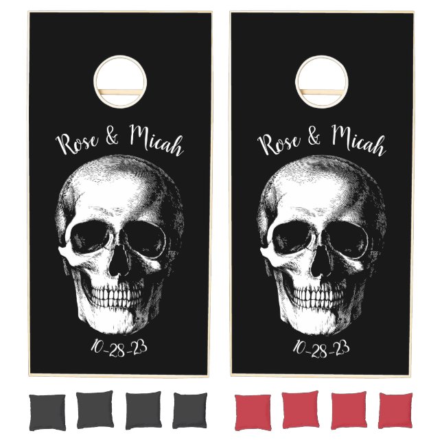 Skull Gothic Halloween Wedding Cornhole Set (Set)