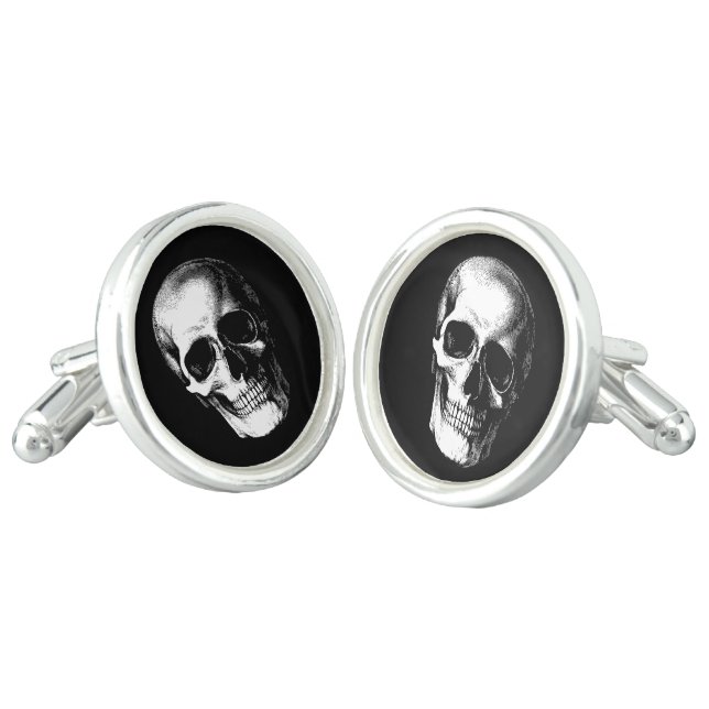 Skull Gothic Halloween Wedding Cufflinks (Angled)