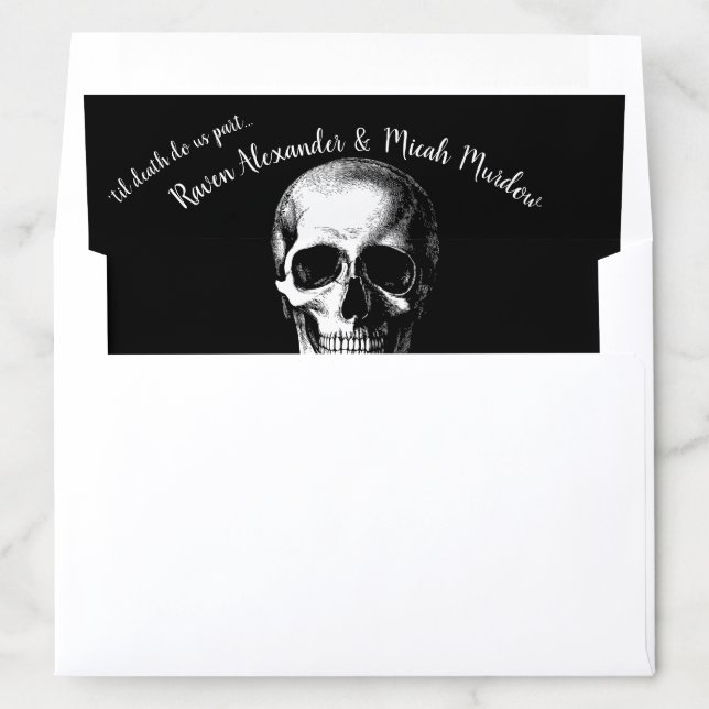 Skull Gothic Halloween Wedding Envelope Liners (In Envelope)