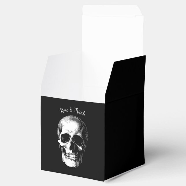 Skull Gothic Halloween Wedding Favor Boxes (Opened)