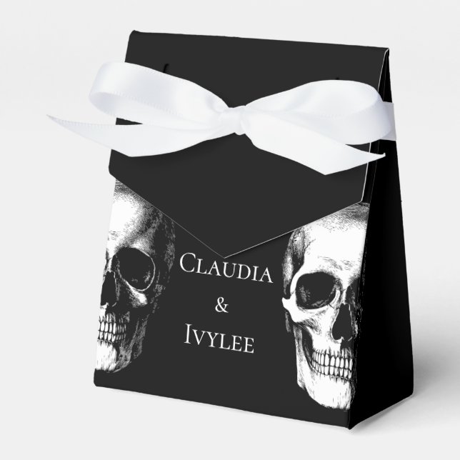 Skull Gothic Halloween Wedding Favor Boxes (Front Side)