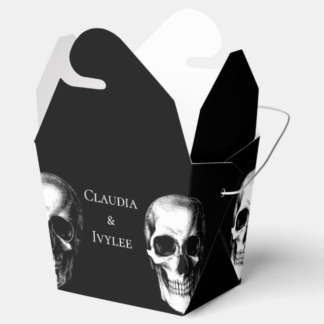 Skull Gothic Halloween Wedding Favor Boxes (Opened)