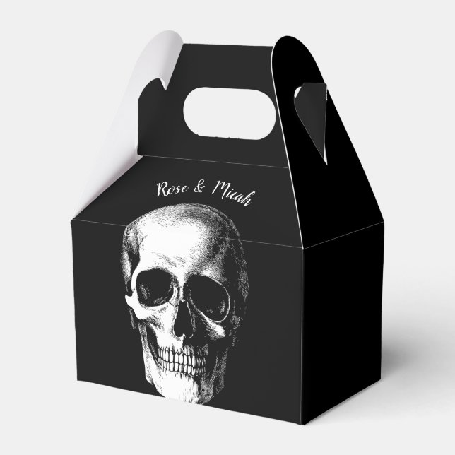 Skull Gothic Halloween Wedding Favor Boxes (Front Side)