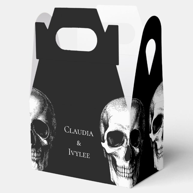 Skull Gothic Halloween Wedding Favor Boxes (Opened)