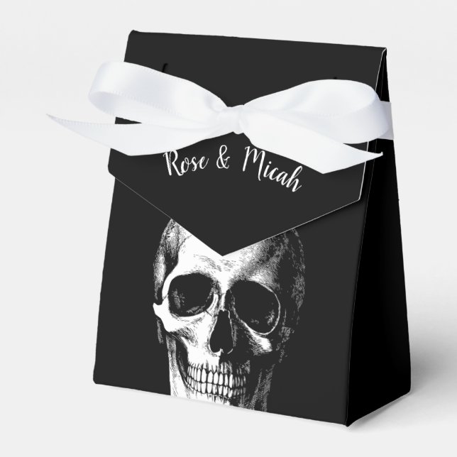 Skull Gothic Halloween Wedding Favor Boxes (Front Side)
