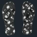 Skull Gothic Halloween Wedding Flip-Flops Flip Flops<br><div class="desc">Invite the ones you love to witness you saying 'til death do us part with our Gothic Skull Halloween Wedding Theme.  These skull flip-flops are perfect for your gothic wedding day.  Customize the background color and words,  to make it your own.</div>