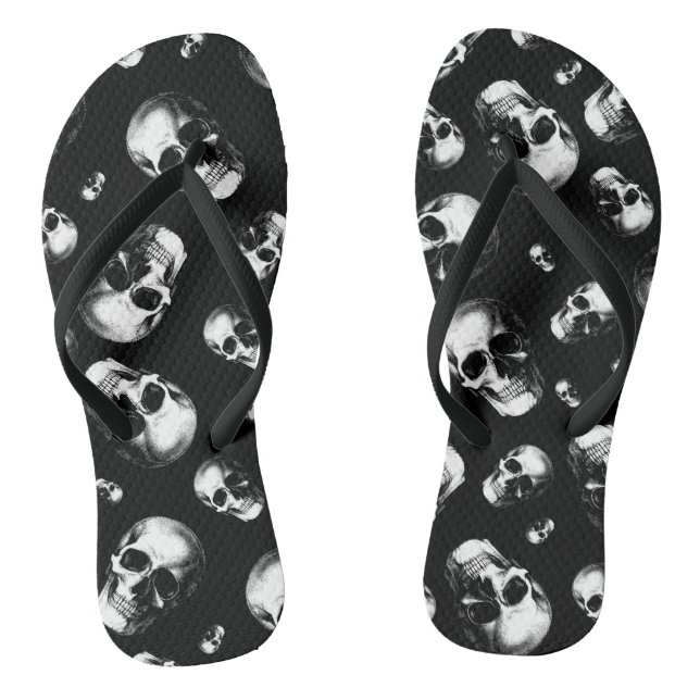 Skull Gothic Halloween Wedding Flip-Flops Flip Flops (Footbed)
