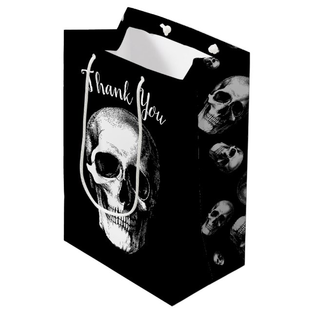 Skull Gothic Halloween Wedding Gift Bag (Front Angled)