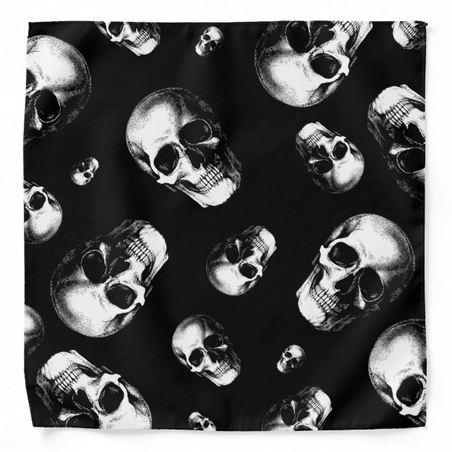 Skull Gothic Halloween Wedding Pocket Square Bandana (Front)
