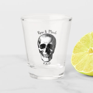 Skull Gothic Halloween Wedding Shot Glass