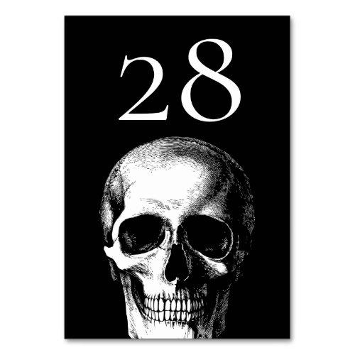 Skull Gothic Halloween Wedding Table Number Cards