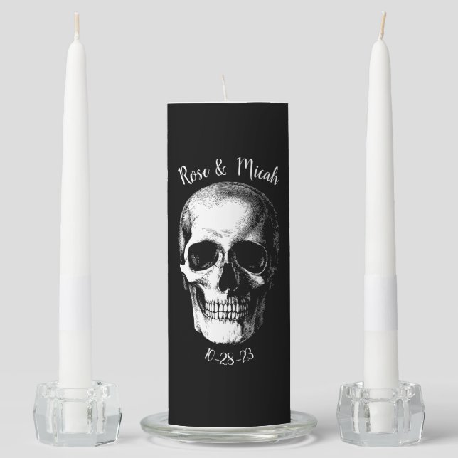Skull Gothic Halloween Wedding Unity Candle (Front)