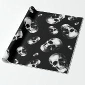 Skull Gothic Halloween Wedding Wrapping Paper (Unrolled)