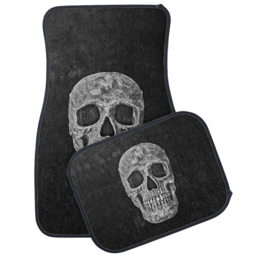 Skull Gothic Old Grunge Black And White Texture Car Floor Mat