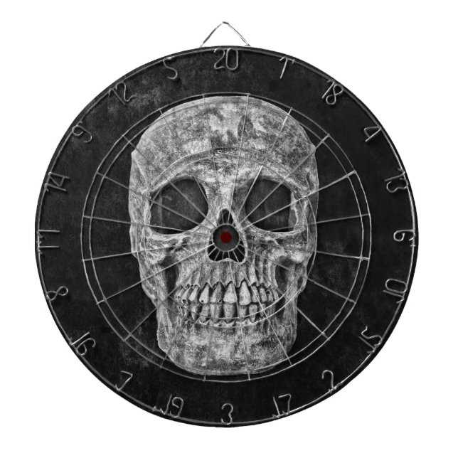 Skull Gothic Old Grunge Black And White Texture Dart Board (Front)