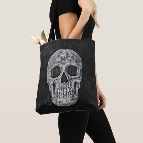 Skull Gothic Old Grunge Black And White Texture Tote Bag