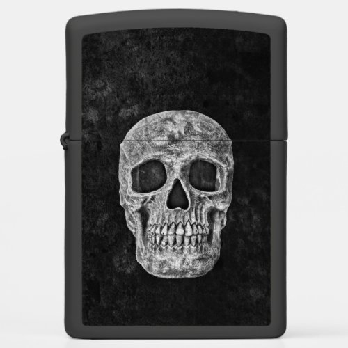 Skull Gothic Old Grunge Black And White Texture Zippo Lighter
