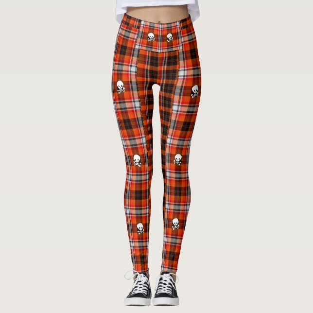 Skull Gothic Plaid Leggings (Front)