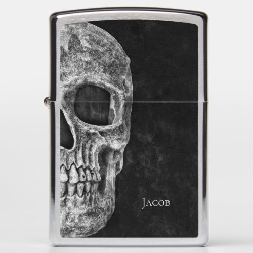 Skull Gothic Vintage Black And White Texture Zippo Lighter