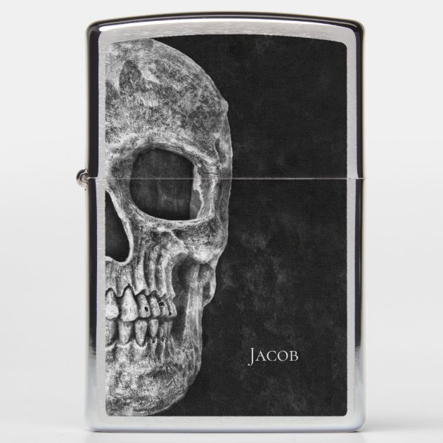 Skull Gothic Vintage Black And White Texture Zippo Lighter | Zazzle