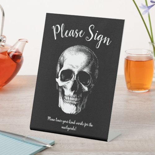 Skull Gothic Wedding Guest Book Sign