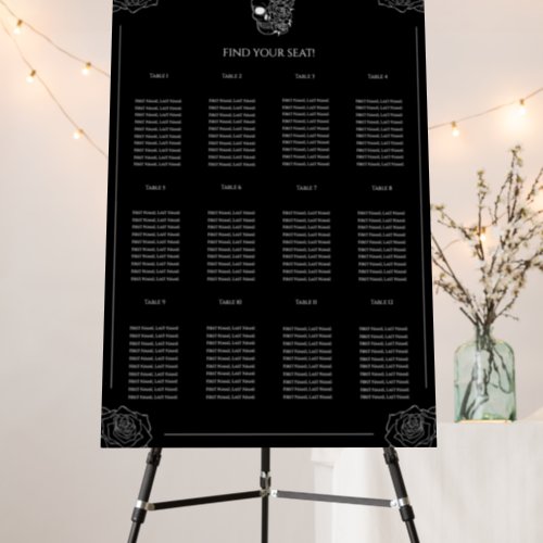 Skull Gothic Wedding Seating Chart Foam Board