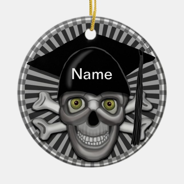 Skull Grad  Ceramic Ornament (Front)