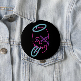 Skull graffiti - Pink, Purple, Blue and Black Button