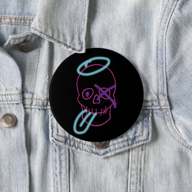 Skull graffiti - Pink, Purple, Blue and Black Button (In Situ)