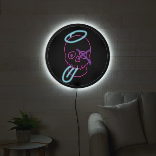 Skull graffiti _ Pink Purple Blue and Black LED Sign