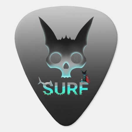 Skull Graffiti Surf Cat Guitar Pick