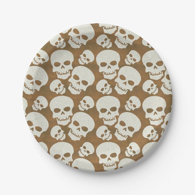 Skull Graphic Pattern Design Paper Plates (Front)