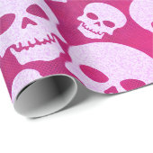 Skull Graphic Pattern pink Wrapping Paper (Roll Corner)