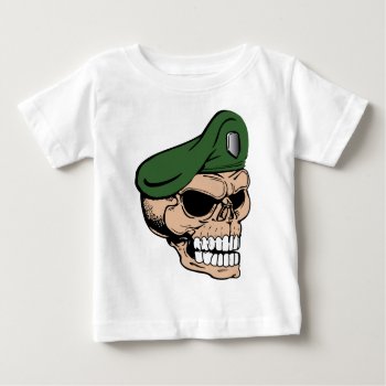 Skull Green Beret Baby T-shirt by customvendetta at Zazzle
